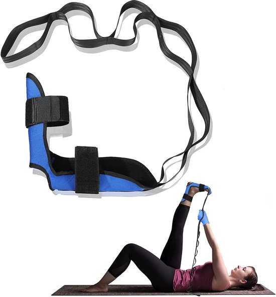 Yoga Stretching Strap - Beenstrekkerband - Fascia Stretcher - Unisex - Verlichting van Plantaire Fasciitis - Geschikt voor Fysiotherapie, Verlichting van Plantaire Fasciitis, Pilates, Dans, Gymnastiek - Blauw van Merkloos