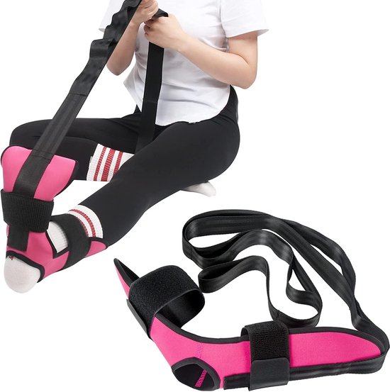 Yoga Stretching Strap - Beenstrekkerband - Fascia Stretcher - Unisex - Verlichting van Plantaire Fasciitis - Geschikt voor Fysiotherapie, Verlichting van Plantaire Fasciitis, Pilates, Dans, Gymnastiek - Roze