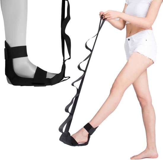 Yoga Stretching Strap - Beenstrekkerband - Fascia Stretcher - Unisex - Verlichting van Plantaire Fasciitis - Geschikt voor Fysiotherapie, Verlichting van Plantaire Fasciitis, Pilates, Dans, Gymnastiek - Zwart van Merkloos