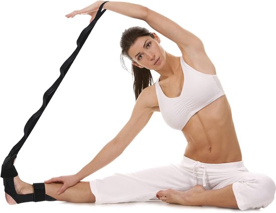 Yoga Stretching Strap, Beenstrekkerband met 7 Verstelbare lussen, Fascia Stretcher voor Fysiotherapie, Verlichting van Plantaire Fasciitis, Pilates, Dans, Gymnastiek (zwart) van Aerial.