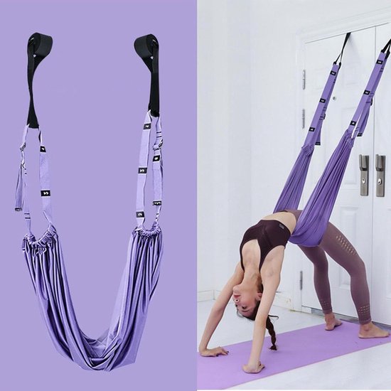 Yoga Stretching Strap - Yoga Touw Riem - Flexibiliteit Verbeteren - Met Deuranker - 07 kg - Paars van Merkloos