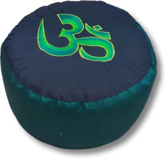 Yoga Styles Meditatiekussen Symbolic Ohm groot - Groen op Zwart van Yoga Styles