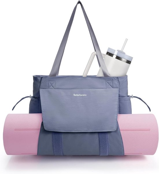 Yoga tas groot waterdicht - grijs/blauw - met natte zak - snelle toegang tot yogamat