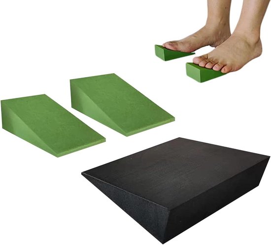 Yoga Wedge Block - Schuine Steun - Balans Verbeteren - Duurzaam Schuim - 3 cm Hoog - Groen Zwart
