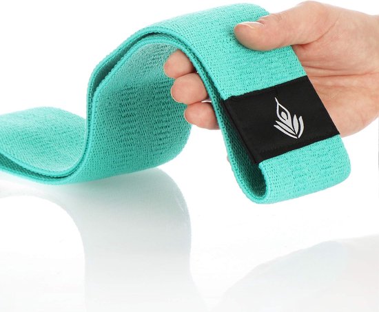 Yoga weerstandsband van polyester en rubber - oefenband voor spieropbouw, Pilates en yoga - fitnessband (01 stuk - medium turquoise textiel lint) van Mobile Specialties