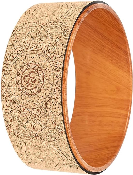 Yoga Wiel - Backbend Hulpmiddel - Flexibiliteit Vergroten - Kurk Materiaal - 33cm Diameter - Houtkleur