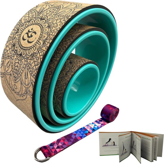 Yoga Wiel - Backbend Trainer - Flexibiliteit Verbeteren - Extra Dikke Vulling - 33 cm Diameter - Aqua