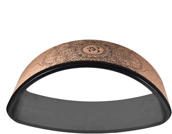 Yoga Wiel - Fitness Wiel - Rug Flexibiliteit - Natuurkurk Antislip - 39x20.5 cm - Ovaal Bloem