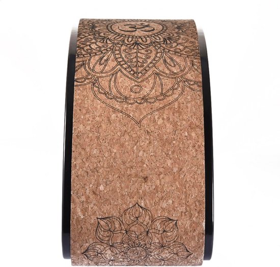 Yoga Wiel - Fitness Wiel - Rug Flexibiliteit - Natuurlijk Kurk - 39x20.5cm - Zwart met Kurk
