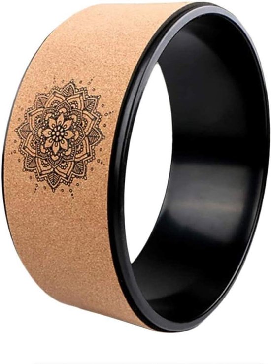 Yoga Wiel - Flexibiliteit Wiel - Verbeteren Houding - Sterke ABS Binnenbuis - 32.5 cm Diameter - Natuurlijk Kurk