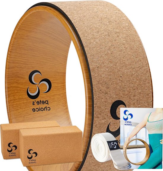 Yoga Wiel Kurk - Yoga Blokken Kurk - eBook Yoga Strap - Stevige Hoge Dichtheid Bricks - Natuurlijk & Milieuvriendelijk