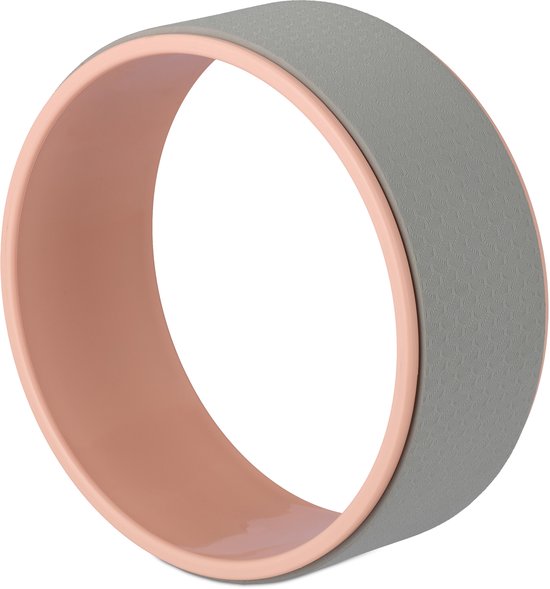 yoga wiel - Ø 32 cm - met schuimstof - grijs-roze van Pure2Improve