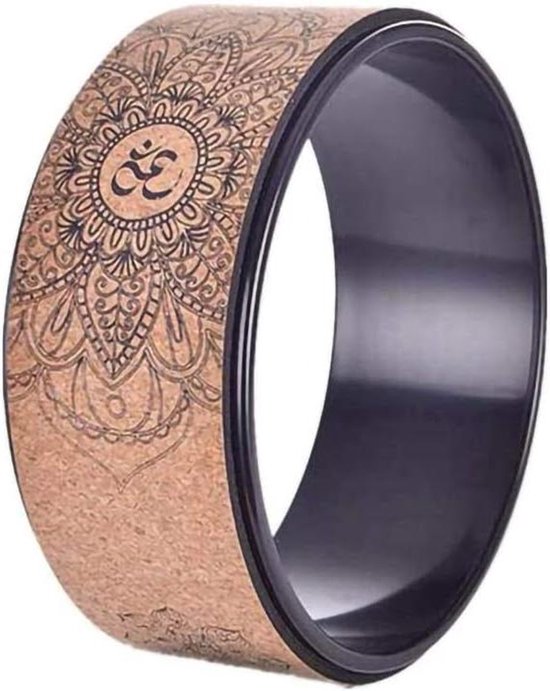 Yoga Wiel - Pilates Cirkel - Rug Buigen - Natuurlijke Kurk - 32 cm Diameter - Zwart