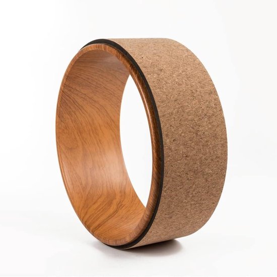 Yoga Wiel - Pilates Ring - Flexibiliteit Vergroten - Natuurlijke Kurk - 33x13cm - Houtkleur