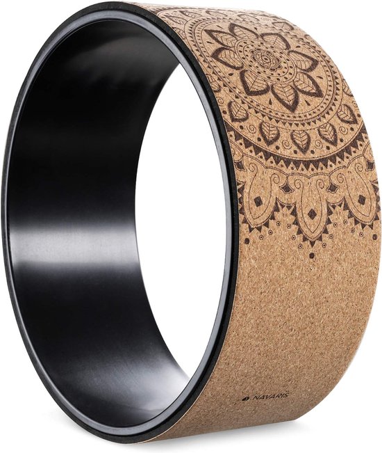 Yoga wiel wiel van kurk - 33 cm yogarwiel voor yoga pilates gymnastiek - yoga steunwiel yoga ring voor stretching flexibiliteit sport rek van Navaris