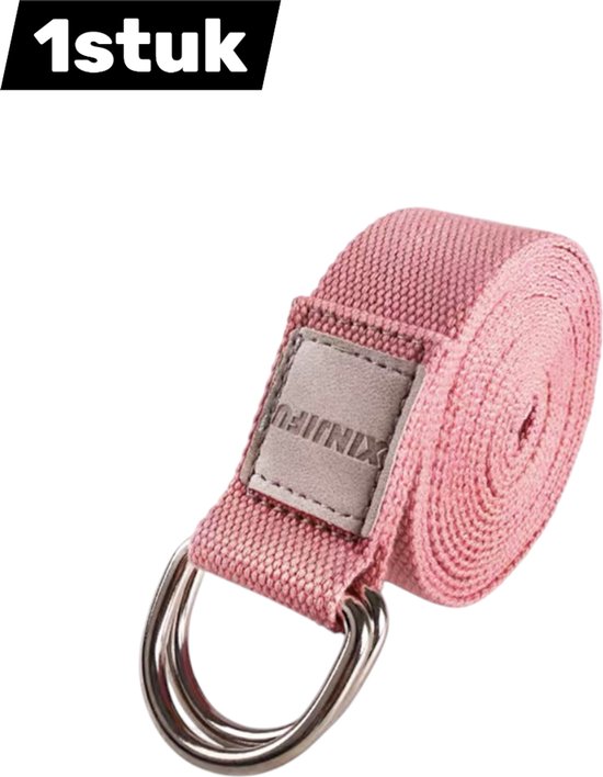 Yogaband - Duurzaam, comfortabel en verfijnd - Verstelbare D-ringgesp - Rekband voor dagelijks stretchen, fysiotherapie en fitness - Rekband voor houdingscorrectie - 1,83 m - Roze