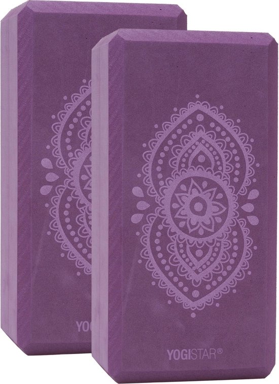 Yogablock yogiblock® basic - kunstcollectie - ajna chakra - aubergine - 2er-Set Yogablok YOGISTAR van YOGISTAR