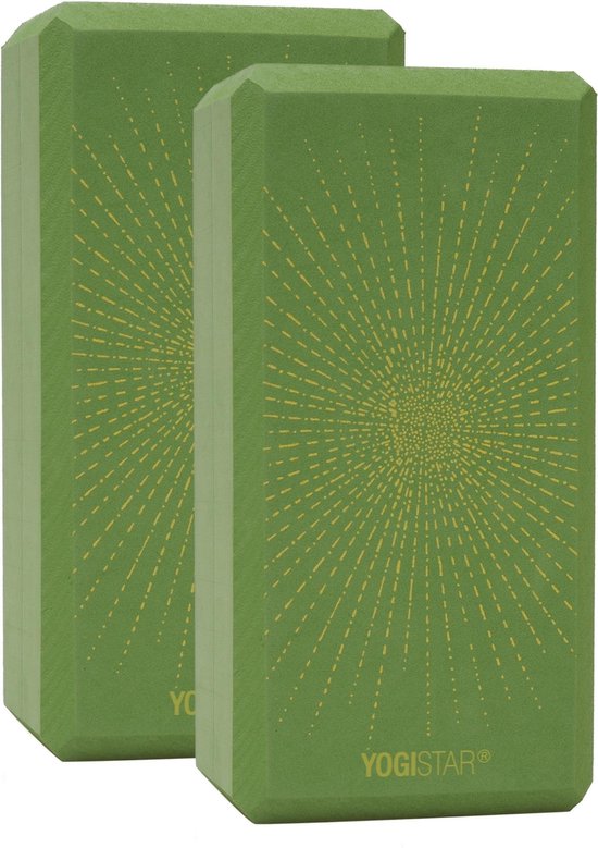 Yogablock yogiblock® basic - kunstcollectie - sprankelende sunray - kiwi - set van 2 stuks Yogablok YOGISTAR van YOGISTAR