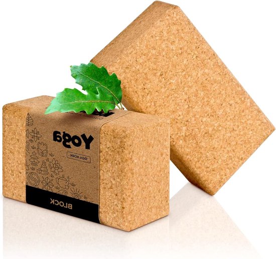 Yogablok 100% natuurkurk - Hatha kurkblok yoga - ecologisch - made in EU - 75 mm - set van 1/2 van Hatha.