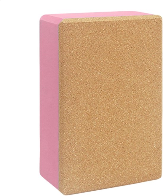 Yogablok Kurk - Oefenblok Pilates - Flexibiliteit Verbeteren - Hoge Dichtheid - 23 x 15 x 7.5 cm - Roze