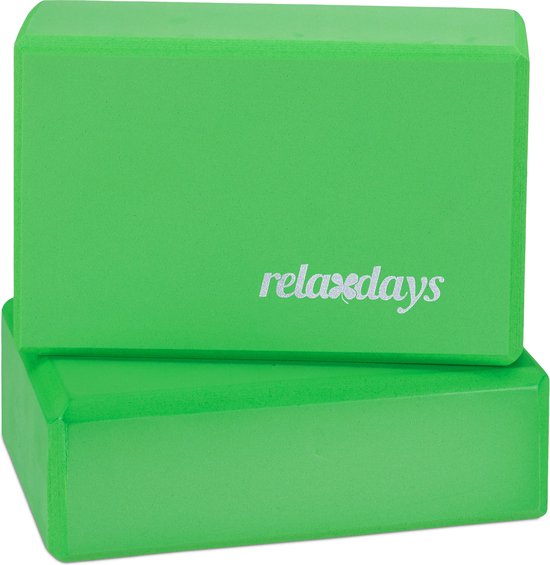 yogablok - set van 2 - foam - antislip - 8 x 23 x 15 cm - groen van Abbey