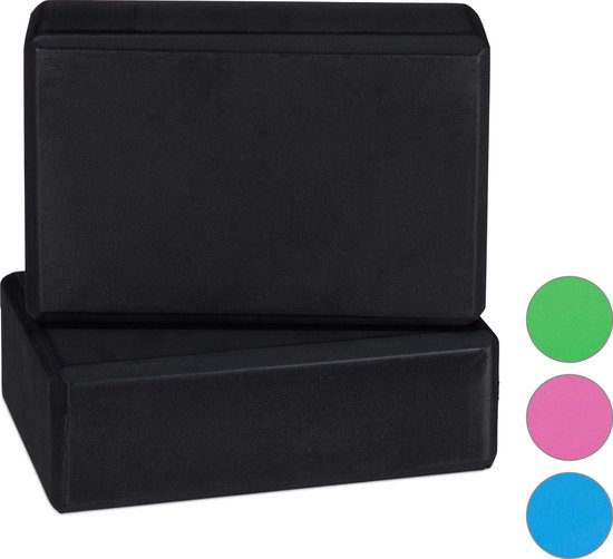 yogablok - set van 2 - foam - antislip - 8 x 23 x 15 cm - zwart van Merkloos
