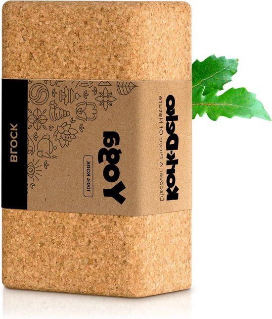 Yogablok van 100% natuurkurk - los verkrijgbaar of als set van 1 of 2 - ideaal voor yoga (enkel stuk) van Victorem