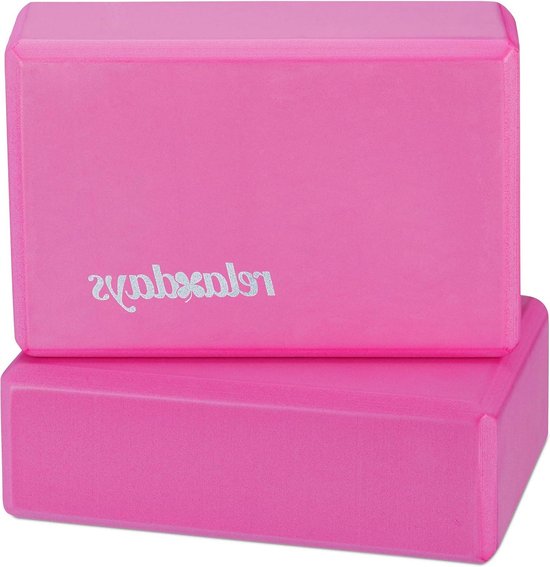Yogablok voor volwassenen set van 2 blokken hardschuim antislip yoga-dobbelstenen - oefeningen - Relaxdays Unisex yoga block wood van Relaxdays