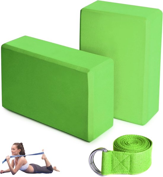 Yogablok, yogablot, set van 2 stuks, met yogablot, antislip yogablot, voor beginners van Generic.
