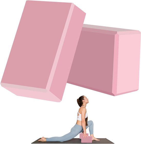 Yogablokken - 2-pack - zacht en antislip - dansblokken - lichtgewicht en geurwerend - geschikt voor beginners - EVA-materiaal - geschikt voor Pilates, meditatie, dagelijkse fitness, stretching en vormgevende training - 23*15*7,5 cm - Roze