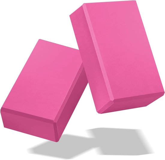 Yogablokken Set - Oefenblokken Yoga - Balans Verbeteren - Antislip EVA Schuim - 23 x 17 x 7.7 cm - Magenta