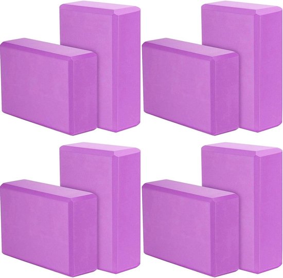 Yogablokken Set - Oefenblokken Yoga - Yoga Houdingen Verbeteren - Hoge Dichtheid Schuim - 23x15x76 cm - Paars