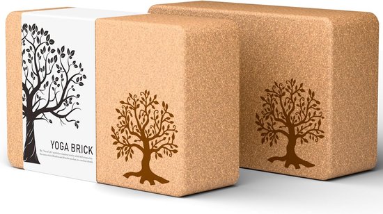 Yogablokken Set van 2 - Natuurlijke Antislip Kurk voor Yoga, Pilates en Stretching