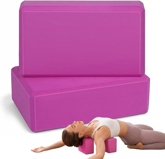 Yogablokken Set - Yoga Blocks - 2 Stuks - Ronde Hoeken - EVA - 23x15x8 cm - Thuis Yoga Oefeningen - Duurzaam & Antislip - Yoga en Pilates - Voor Hoofd, Rug en Heupen - Roze