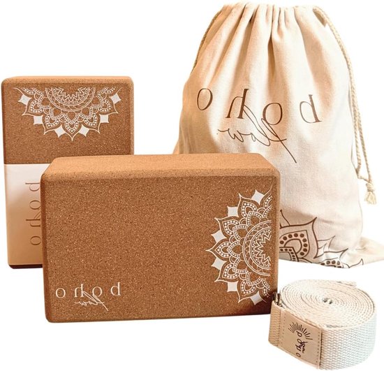Yogablokken set - Yoga props - Yoga oefenen - Natuurkurk materiaal - Set van 2 - Kurk