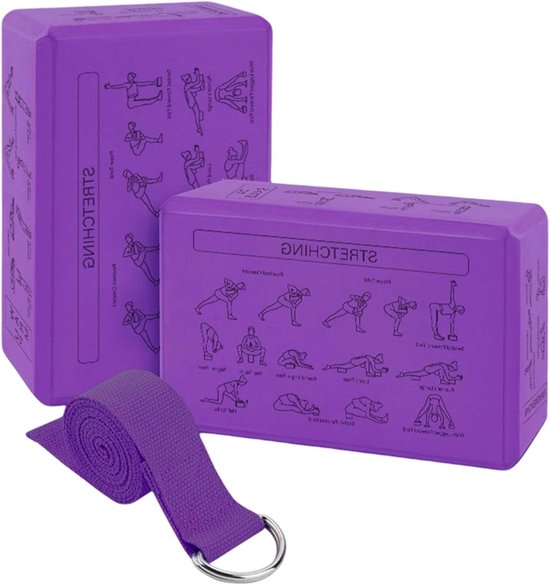 Yogablokken Set - Yoga Wiggen - Balans Verbeteren - Antislip Grip - 2 Delig - Paars
