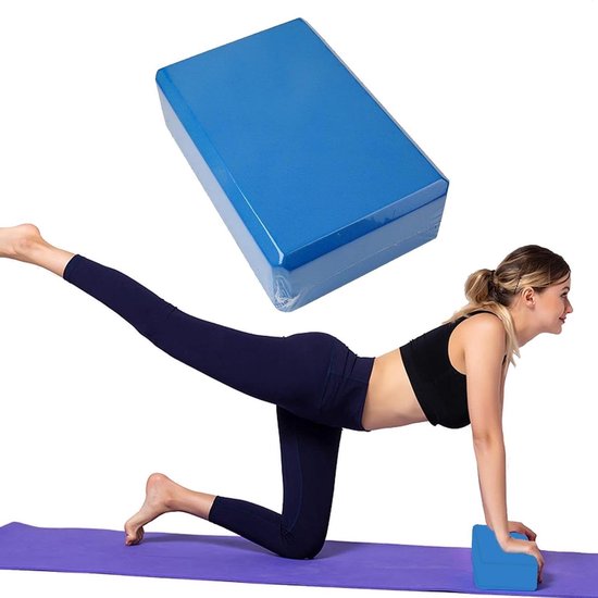 Yogablokken Set - Yogastenen Schuimkussen - Yoga Oefeningen - Antislip Schuimrubber - 23 x 15 x 7.5 cm - Donkerblauw