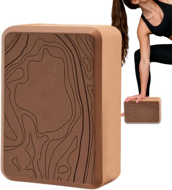 Yogablokken - Stretchblokken trainerpad - Flexibiliteit verbeteren - EVA-schuim met hoge dichtheid - 23x15x7cm - Bruin