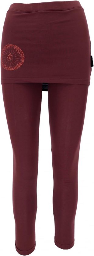 Yogabroek met Minirok van Biologisch Katoen - Lichte Stretch Legging in Bruin - Size M