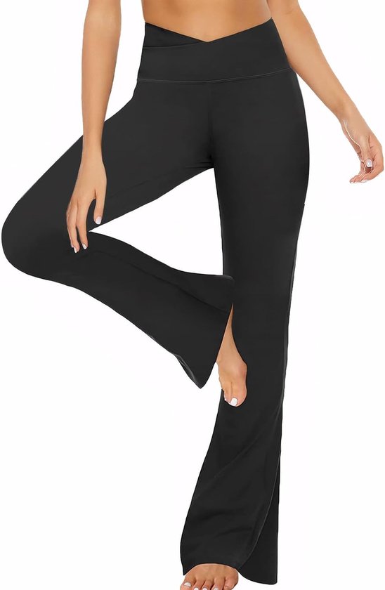 Yogabroek voor dames, hoge taille, booucut, slagbroek, ondoorzichtig, lange bootlegging, sportbroek, bootcut, joggingbroek, jazzpants, fitnessbroek voor sport, yoga, dans