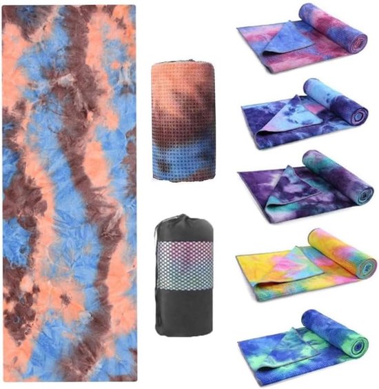 Yogahanddoek Antislip - Yoga Deken - Hete Yoga - Harsdeeltjes Grip - 183 x 63 cm - Tie Dye