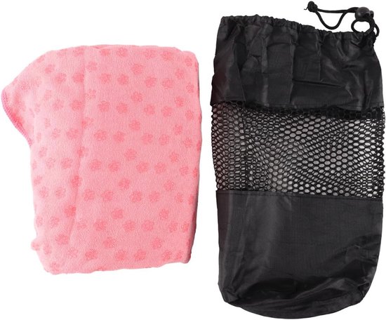 Yogahanddoek - Mat overlay - Hygiënisch sporten - Antislip stippen - 183x63cm - Roze