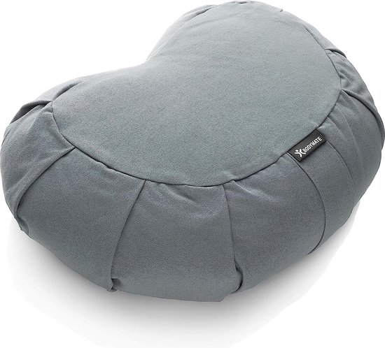 Yogakusjes met een halve lengte van 42 cm, 30 cm breed en 15 cm hoog, koelgrijs met vulling van boekweit-spel, machinewasbare overtrek van 100% extra dikke catoen, meditatiekussen, zitkussen van Lotus
