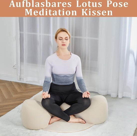 Yogakussen, meditatiekussen, opblaasbaar yogakussen, vloerkussen, meditatie-accessoires, yoga-bolster, verborgen ritssluiting, wasbare overtrek van katoen van SUALTER