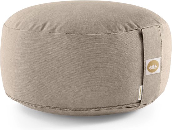 Yogakussen, meditatiekussen, rond, , comfortabele en ontspannende mediatie, zithoogte 15 cm, wasbare overtrek van katoen, yoga-zitkussen met speltvulling, GOTS-gecertificeerd van Lotuscrafts