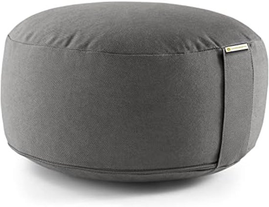 Yogakussen Meditatiekussen Ronde Lotus - zithoogte 15cm - wasbare katoenen hoes - yoga zitkussen met speltvulling - GOTS gecertificeerd van Lotus Design