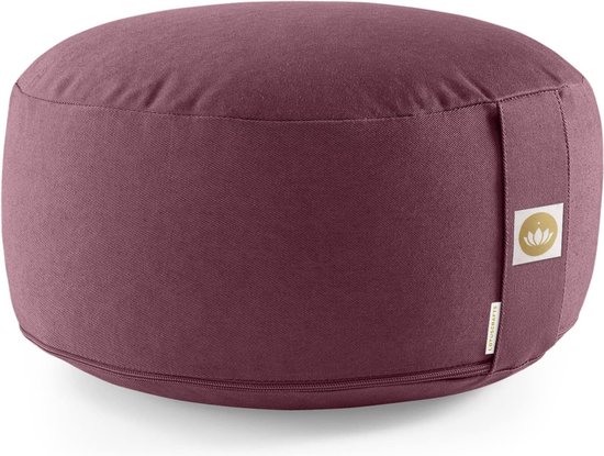 yogakussen, rond meditatiekussen van biokatoen, GOTS-gecertificeerd, zithoogte: 15 cm, violet van Lotuscrafts