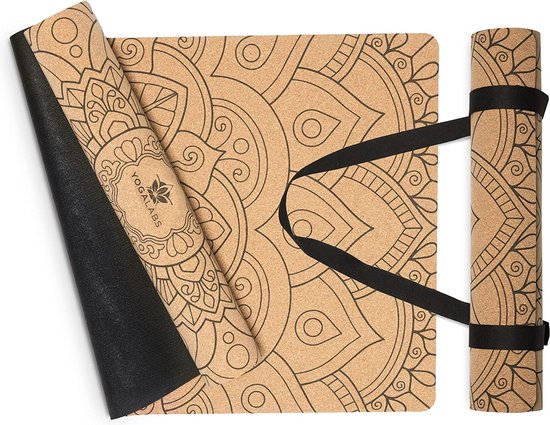 YOGALABS® Premium yogamat van kurk en natuurrubber | Set met 2-in-1 yogariem | 100% duurzaam en niet-giftig | Natuurlijke & Antislip Gymnastiekmat | Sportmat | 183 x 61 x 0,4 cm van YOGALABS®