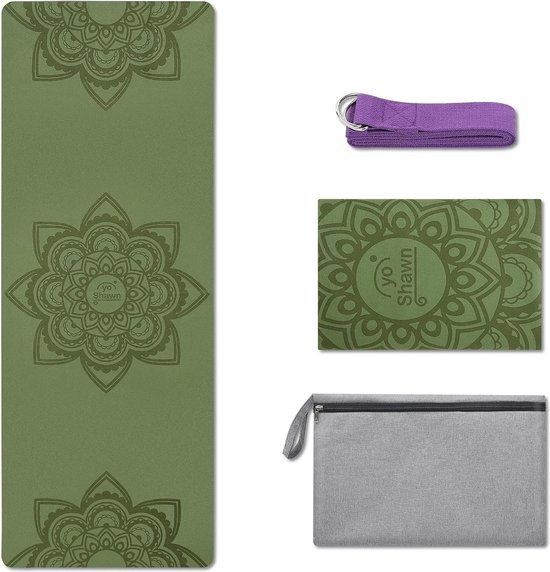 Yogamat, 1 & 1,5 mm, opvouwbare reismat, dun, licht, ecologische yogahanddoek, wasbaar, met draagtas, draagriem, draagbaar, fitnessmat, imitatie suède en natuurlijk rubber, yogamat voor hot van Joy in me