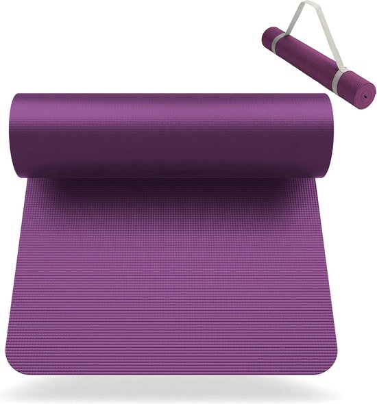 Yogamat (180 x 60 cm) met gratis draagriem - yogamat voor gym, training en yoga - yogamat antislip en extra dun met 4 mm dikte - fitnessmat, sportmat voor thuis van Pure2Improve